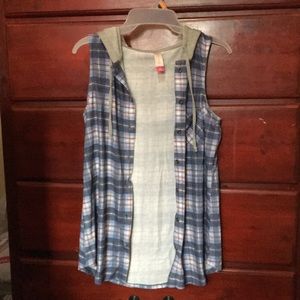 Flannel button up tank top